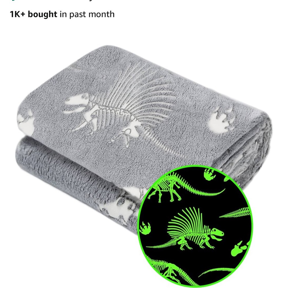 Gray Dinosaur Skeleton Blanket